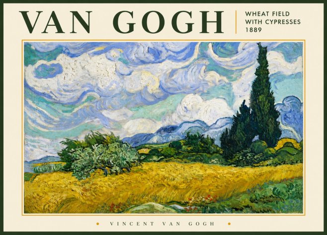 Van Gogh Wheat Field with Cypresses, 1889 No5 - Póster
