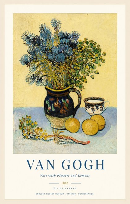 Van Gogh Vase with Flowers and Lemons No1 - Póster
