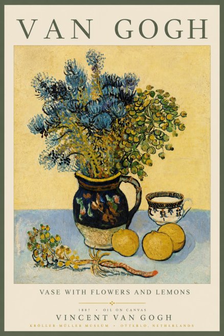 Van Gogh Vase with Flowers and Lemons No3 - Póster