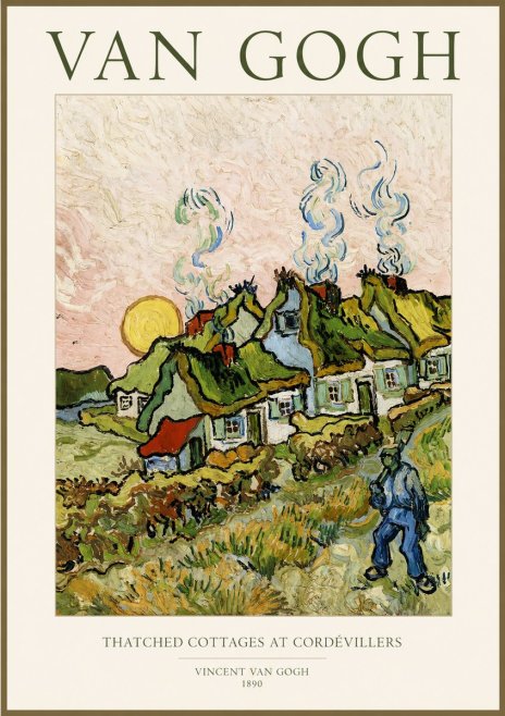 Van Gogh Cottages with Thatched Roofs No2 - Póster