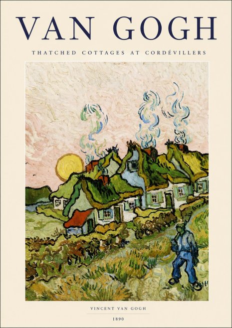 Van Gogh Cottages with Thatched Roofs No3 - Póster