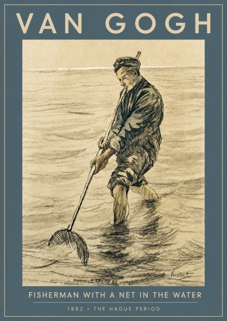 Van Gogh Fisherman with Net No3 - Póster