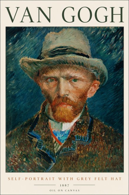 Van Gogh Self-portrait with Grey Felt Hat I No2 - Póster