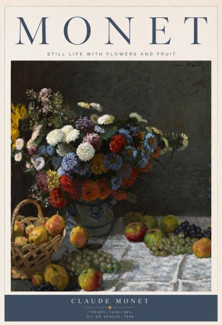 Monet Still Life with Flowers and Fruit No2 - Póster