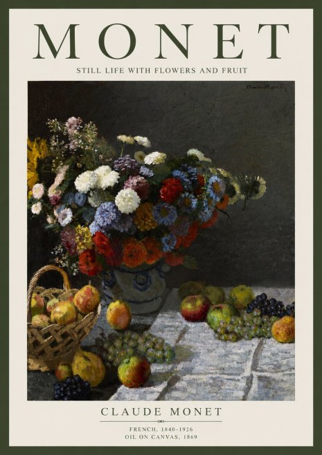 Monet Still Life with Flowers and Fruit No4 - Póster