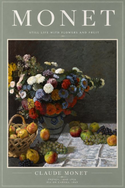 Monet Still Life with Flowers and Fruit No5 - Póster