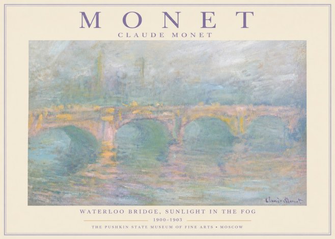 Monet Waterloo Bridge, Sunlight in the Fog I No6 - Póster