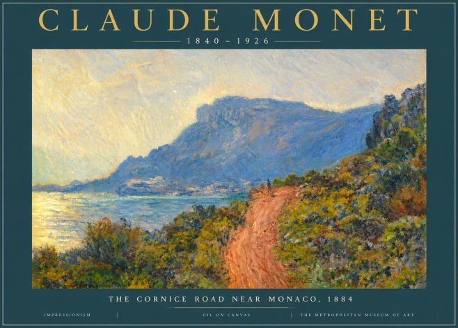 Monet The Cornice Road Near Monaco No4 - Póster