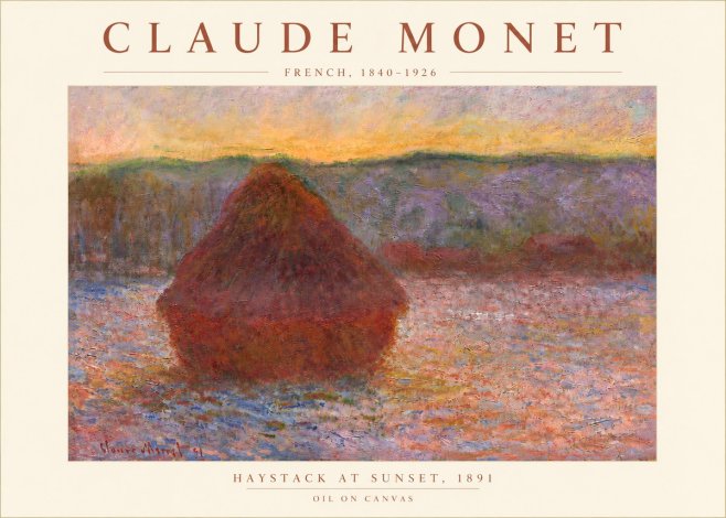 Monet Haystack at Sunset, 1891 No3 - Póster