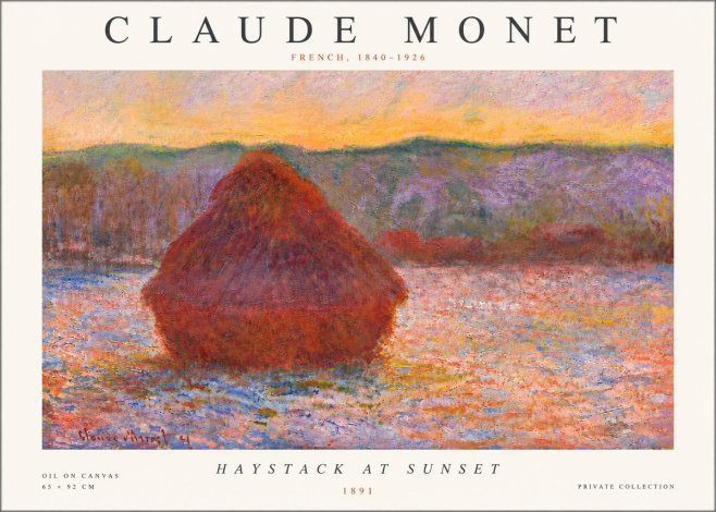 Monet Haystack at Sunset, 1891 No5 - Póster