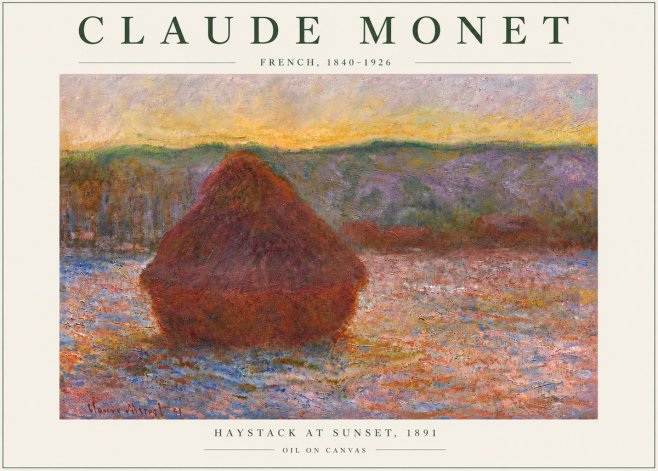 Monet Haystack at Sunset, 1891 No6 - Póster