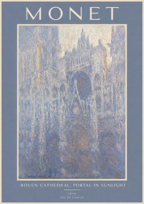 Monet Rouen Cathedral, Portal in Sunlight No2 - Póster