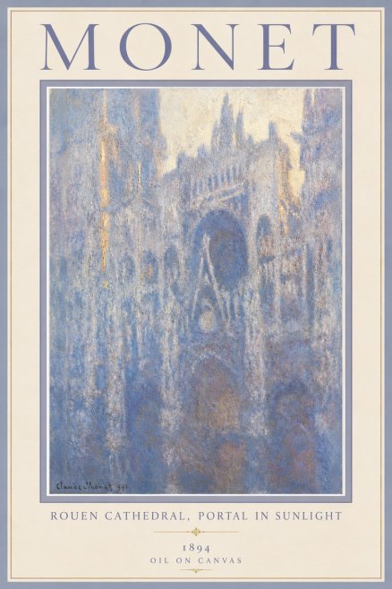 Monet Rouen Cathedral, Portal in Sunlight No5 - Póster