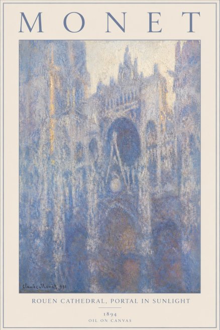 Monet Rouen Cathedral, Portal in Sunlight No6 - Póster