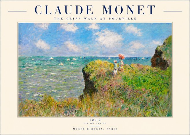 Monet The Cliff Walk at Pourville No2 - Póster