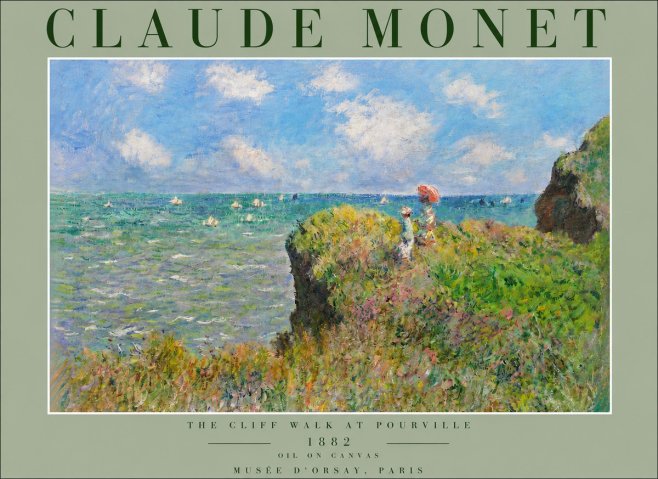 Monet The Cliff Walk at Pourville No3 - Póster