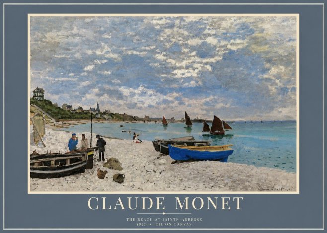 Monet The Beach at Sainte-adresse I No3 - Póster