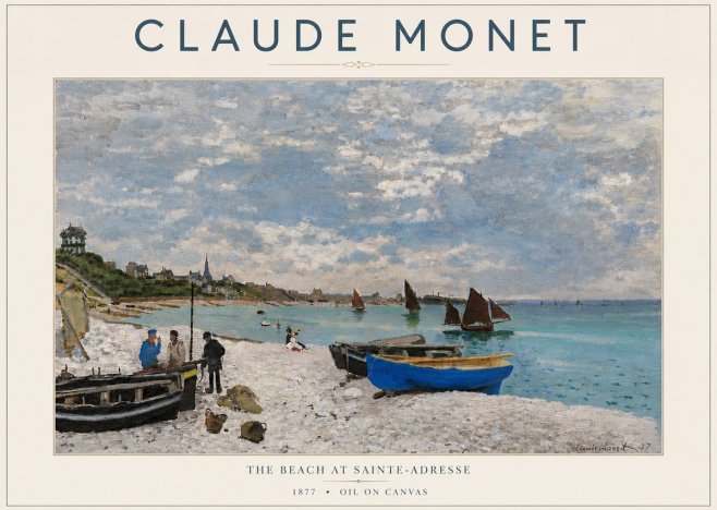 Monet The Beach at Sainte-adresse I No5 - Póster