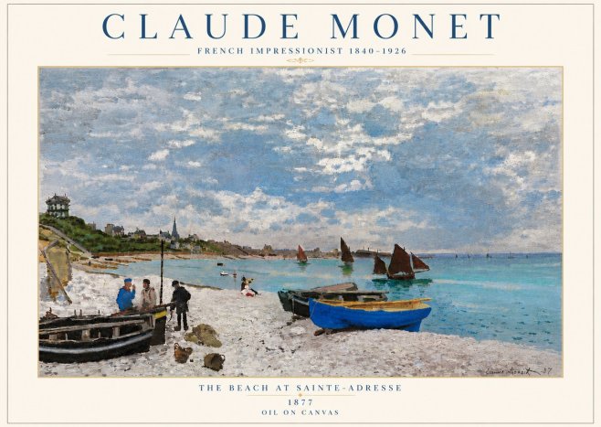 Monet The Beach at Sainte-adresse I No6 - Póster