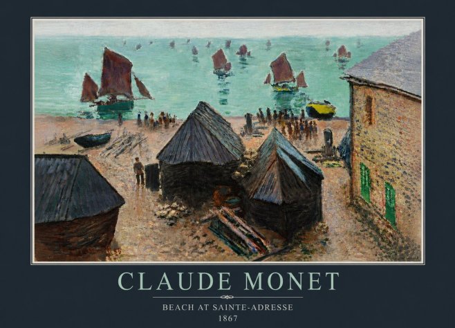 Monet Beach at Sainte-adresse No5 - Póster