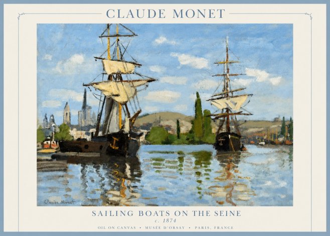 Monet Sailing Boats on the Seine No2 - Póster