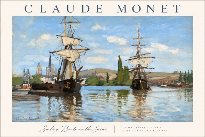 Monet Sailing Boats on the Seine No6 - Póster