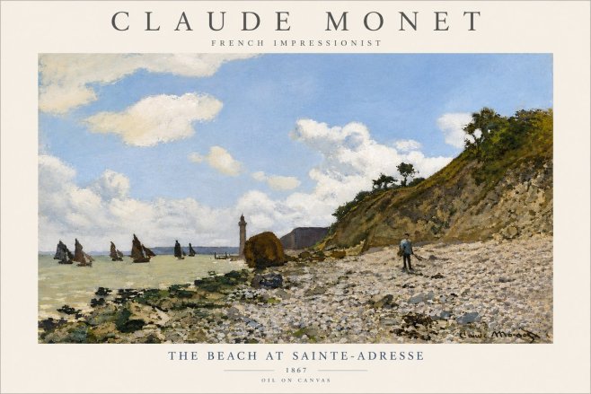 Monet The Beach at Sainte-adresse II No4 - Póster