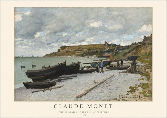 Monet Fishing Boats on the Beach at Pourville No1 - Póster