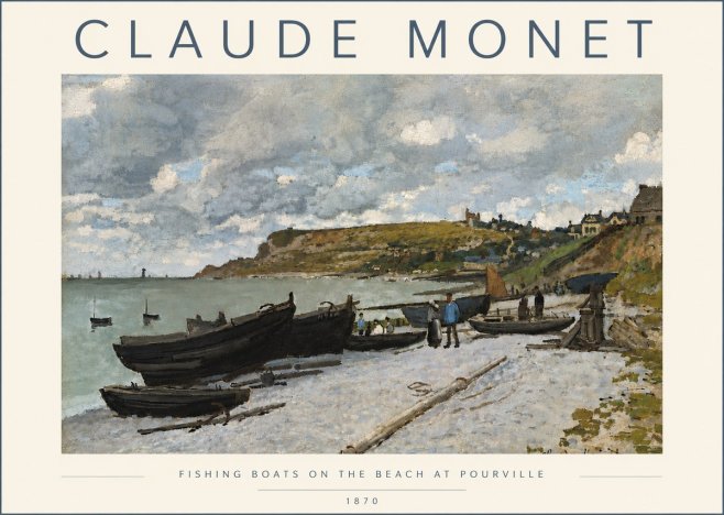 Monet Fishing Boats on the Beach at Pourville No5 - Póster