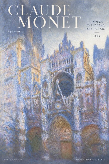 Monet Rouen Cathedral, the Portal No6 - Póster