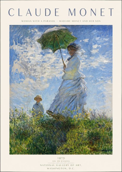 Monet Woman with a Parasol – Madame Monet and Her Son No3 - Póster