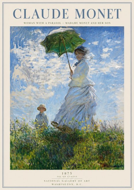 Monet Woman with a Parasol – Madame Monet and Her Son No4 - Póster