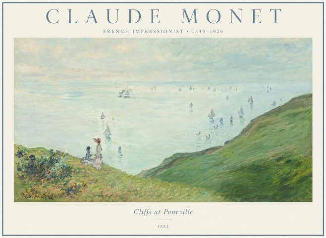 Monet Cliffs at Pourville I No1 - Póster