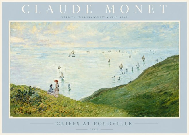 Monet Cliffs at Pourville I No4 - Póster