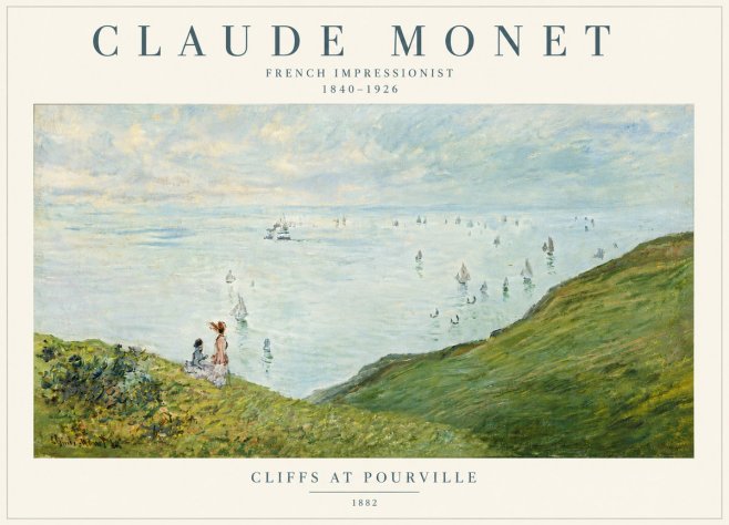 Monet Cliffs at Pourville I No6 - Póster