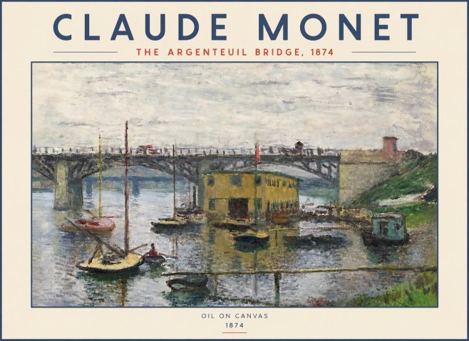 Monet The Argenteuil Bridge No4 - Póster