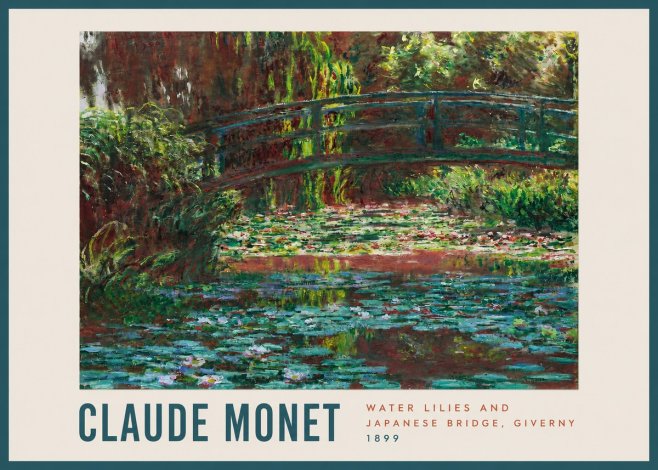 Monet Water Lilies and Japanese Bridge, Giverny No2 - Póster