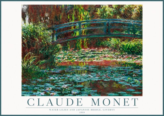 Monet Water Lilies and Japanese Bridge, Giverny No5 - Póster