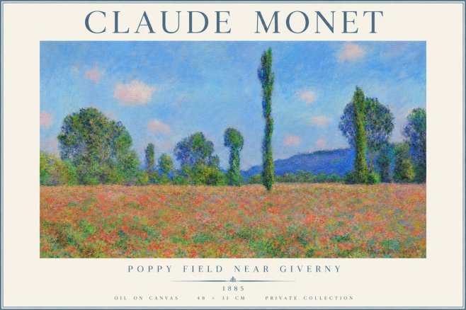 Monet Poppy Field Near Giverny No4 - Póster