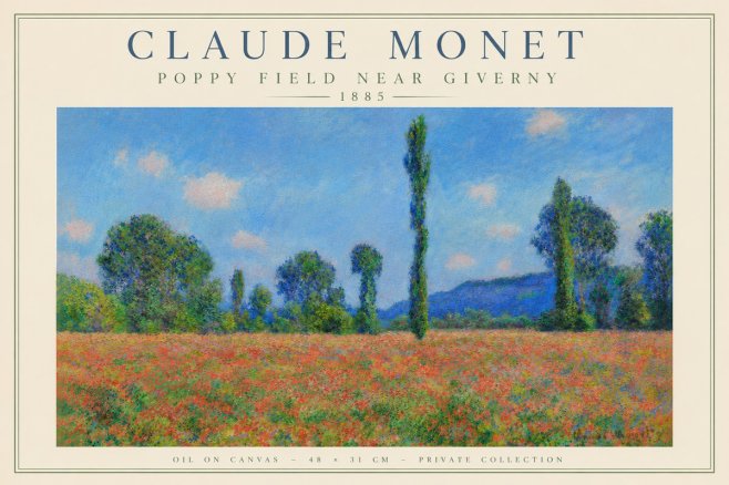 Monet Poppy Field Near Giverny No6 - Póster