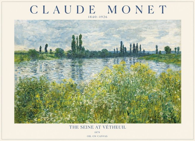 Monet The Seine at Vétheuil No1 - Póster