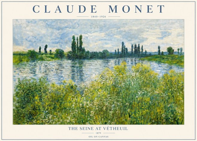 Monet The Seine at Vétheuil No3 - Póster