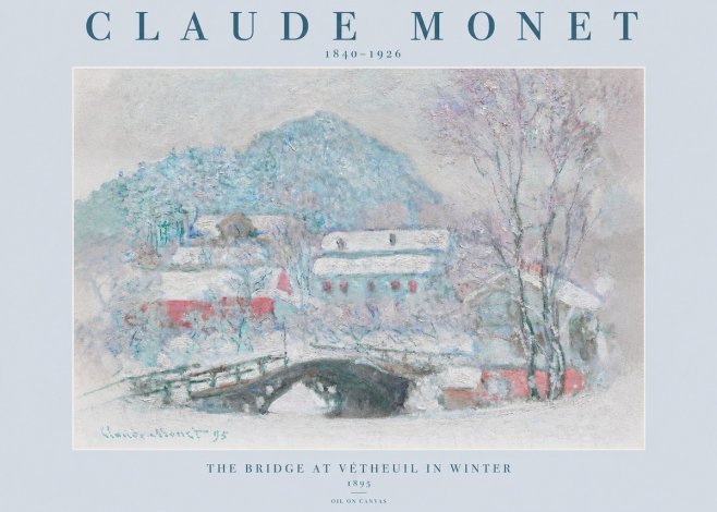 Monet The Bridge at Vétheuil in Winter No2 - Póster