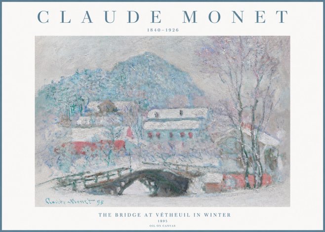 Monet The Bridge at Vétheuil in Winter No3 - Póster