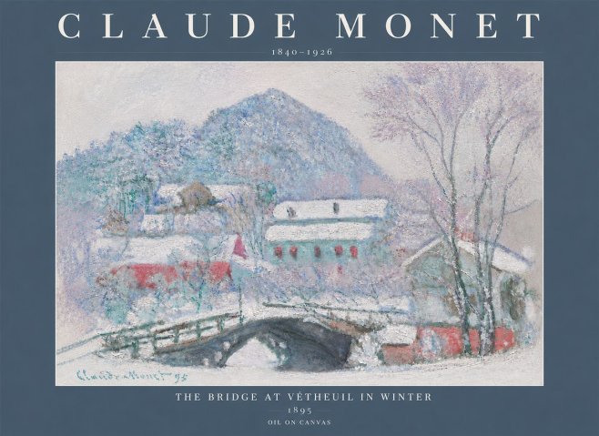 Monet The Bridge at Vétheuil in Winter No5 - Póster