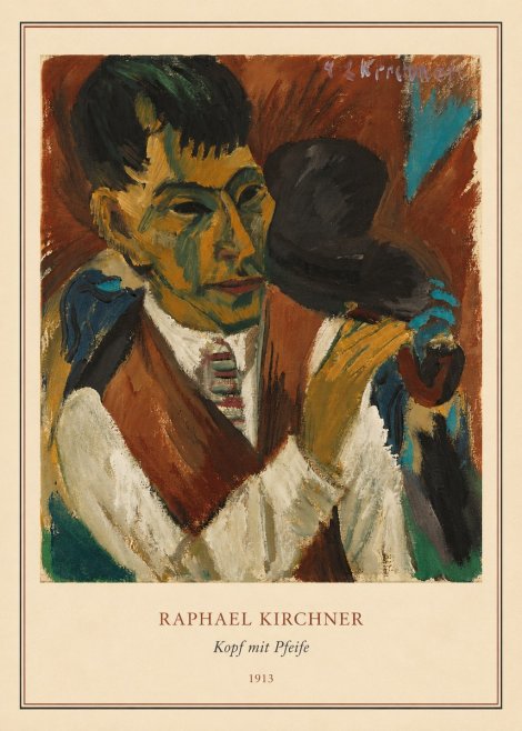 Raphael Kirchner Kopf Mit Pfeife No3 - Póster
