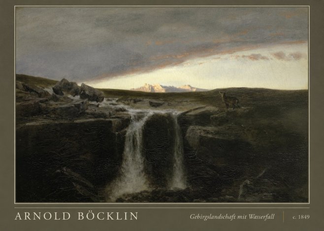 Arnold Böcklin Gebirgslandschaft Mit Wasserfall No3 - Póster