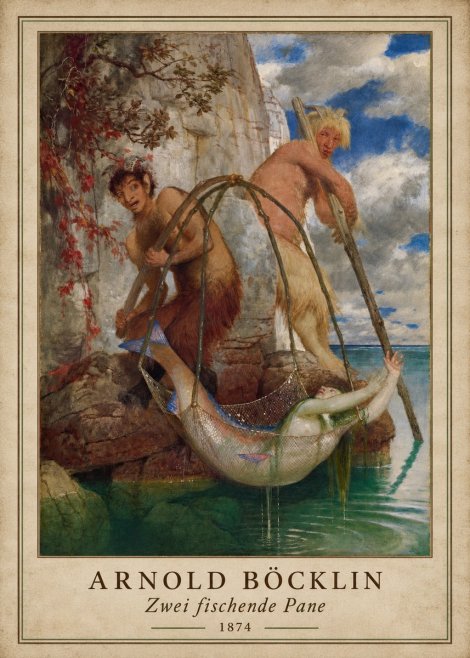Arnold Böcklin Zwei Fischende Pane No1 - Póster