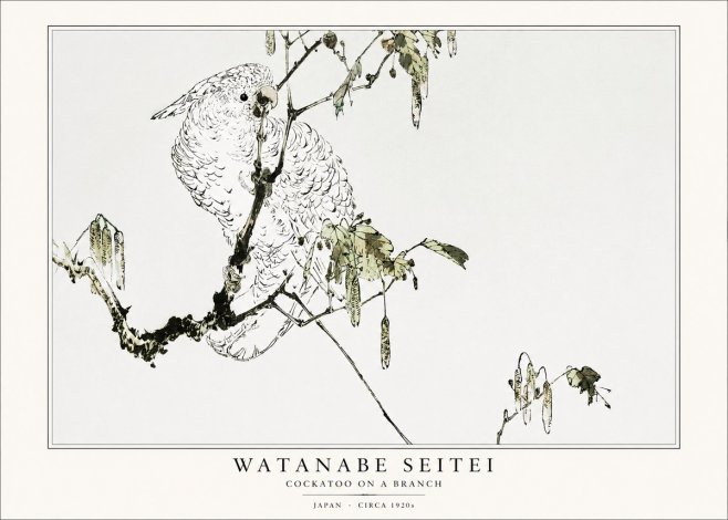 Watanabe Seitei Cockatoo on a Branch No1 - Póster