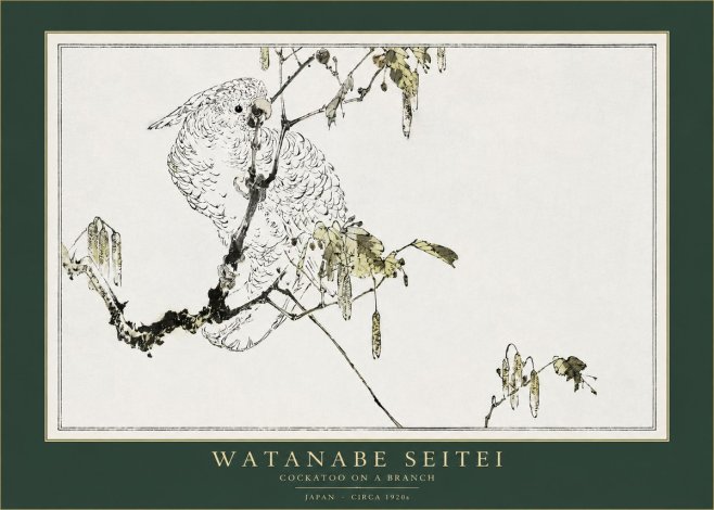 Watanabe Seitei Cockatoo on a Branch No2 - Póster
